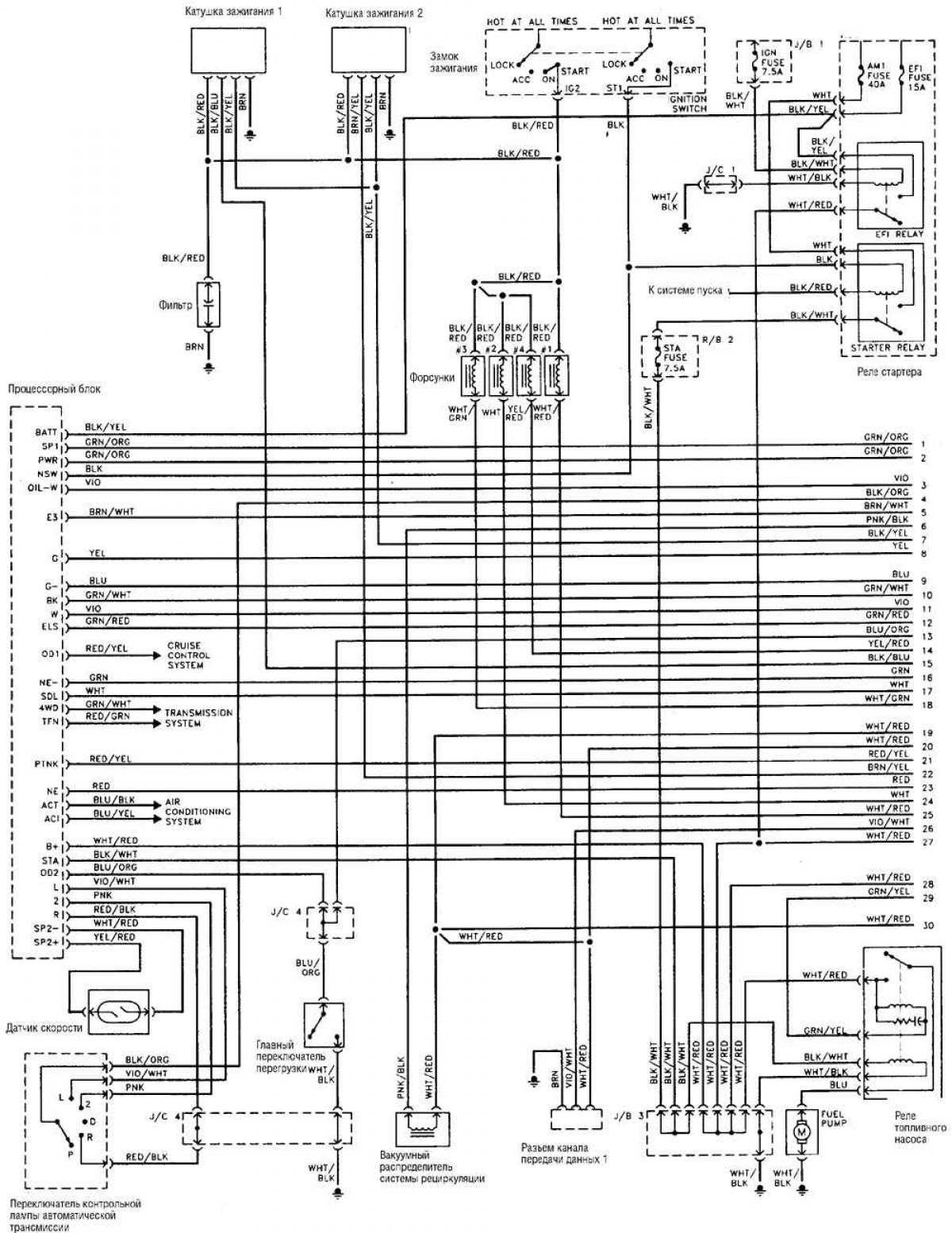 Typical wiring diagram for a 4cylinder engine (Toyota 4Runner N120