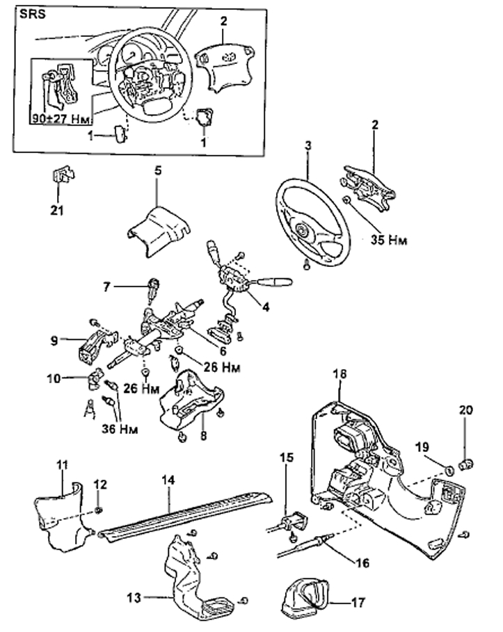 Как снять руль карина е Steering column - removal and installation (Toyota Carina T190, 1992-1996) - "Ch