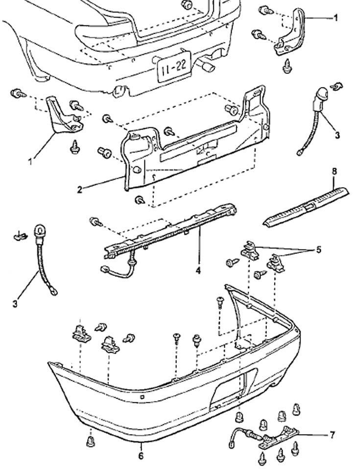 Как снять задний бампер показать Rear bumper - removal and installation (Toyota Carina T190, 1992-1996) - "Body a