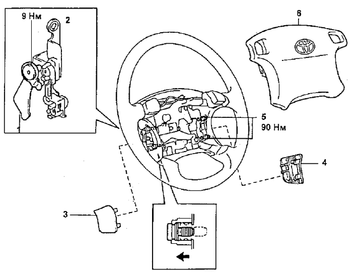 Как снять руль тойота приус Removing the steering wheel pad (Toyota Carina T190, 1992-1996) - "Body and inte