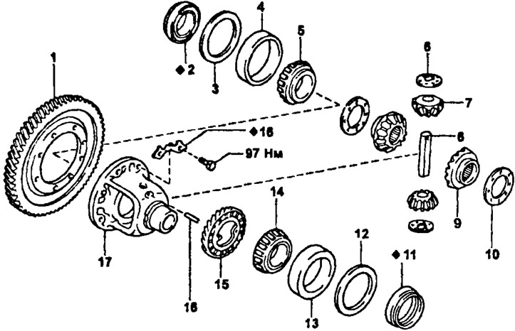 Как поменять подшипник дифференциала Transmission of 4WD models (Toyota Corona T190, 1992-1997) - "Transmission: Mech