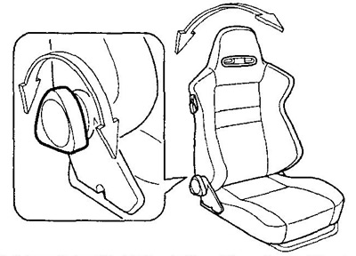 (Тип 2) Для изменения угла наклона спинки сиденья наклонитесь слегка вперед и вращайте ручку в…