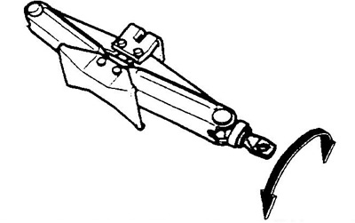 Чтобы извлечь домкрат, вращайте ручку против часовой стрелки до его освобождения.