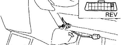 1. С помощью спецприспособления подсоедините тахометр к выводу «REV» (8) диагностического разъема.