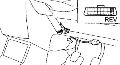 1. С помощью спецприспособления подсоедините тахометр к выводу «REV» (8) диагностического разъема.