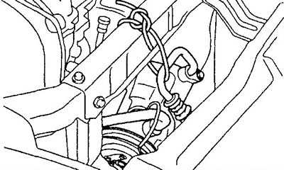 Подвесьте компрессор на веревке.