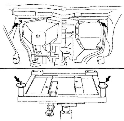 Примечание: для установки штырей спецприспособления используйте отверстия под болты крепления…