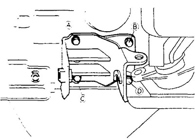 б) Окончательно затяните болты (С), (В), (D) и (А).