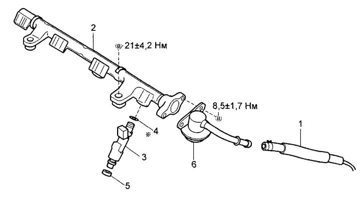 Снятие и установка форсунок и регулятора давления топлива (серия КЗ).