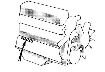 Расположение номера двигателя