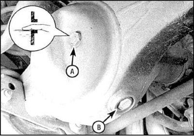 А – пробка контрольного отверстия в картере редуктора