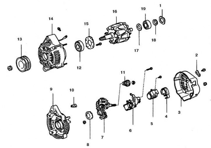 Детали генератора — разборка, проверка и сборка (Тойота Крузер 60/80 ...