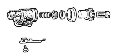 Детали колесного цилиндра тормозов с горизонтальным расположением колодок