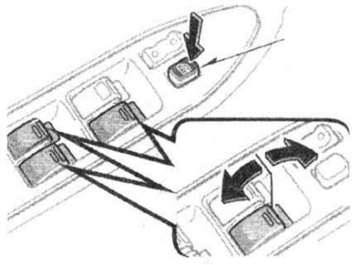 2. Для открывания нажмите переключатель вниз; для закрывания потяните выключатель вверх.