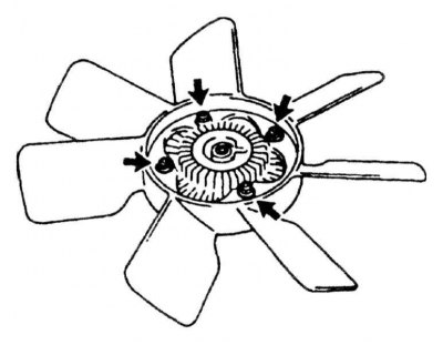2. Отдайте четыре крепежных гайки и отделите вентиляторную сборку от водяного насоса. Извлеките…