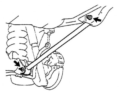 5. Отдайте гайки, скиньте шайбы и извлеките болты крепления верхних рычагов подвески к раме и…