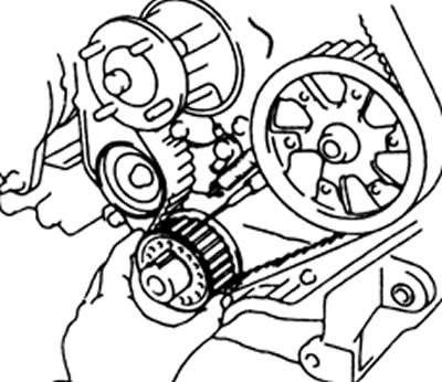 9. Установите направляющую ремня таким образом, чтобы ее чашка была обращена наружу.