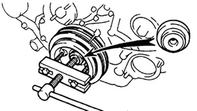 С помощью съемника демонтируйте шкив.