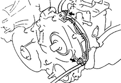 а) Отверните болт и гайку, снимите шайбу и вакуумный шланг.