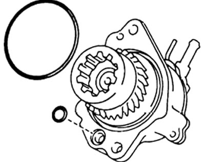 а) Установите на насос два новых уплотнительных кольца.