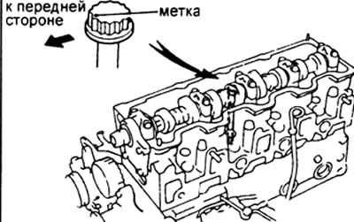 в) Пометьте болты головки блока цилиндров.