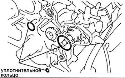 г) Установите новые резиновые кольца (3 штуки) на блок цилиндров и ТНВД.