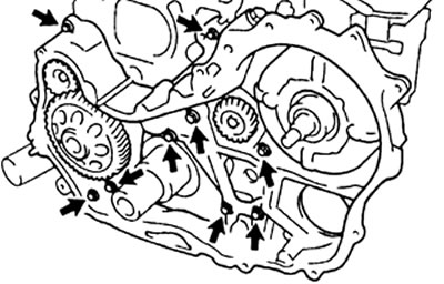 з) Установите восемь болтов крепления и полый болт. Затяните болты крепления моментом 13 Н·м, полый…