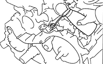 - Залейте в насос примерно 20 см³ моторного масла.