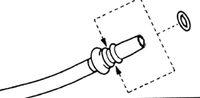 а) Установите новое резиновое кольцо на направляющую трубки, вставьте трубку в блок.