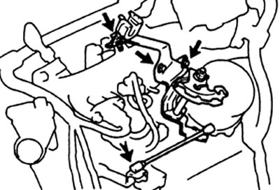 б) Подсоедините рычаги к ТНВД.