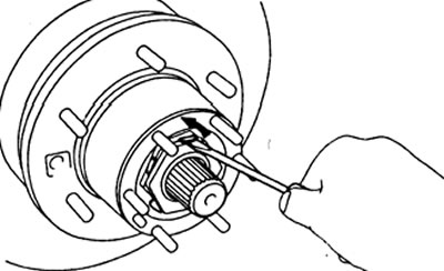 а) С помощью отвертки освободите контрящую шайбу.