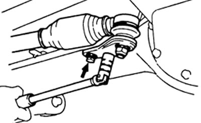 б) Отверните два болта крепления кронштейна демпфера рулевого привода.