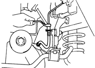 а) Отсоедините трубку со стороны рамы и снимите зажим.