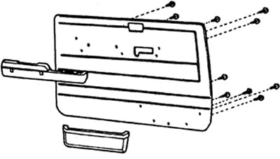 г) Отверните пять винтов и снимите карман с обивки двери.