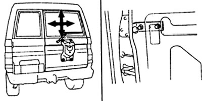 Ослабьте болты крепления петли к двери и отрегулируйте положение двери.