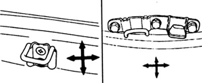 б) Слегка ослабьте винты крепления скобы, отрегулируйте положение скобы, постукивая по ней…