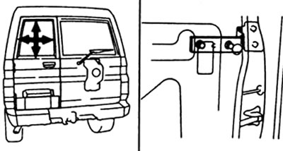 Ослабьте болты крепления петли к двери и отрегулируйте положение двери.