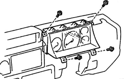 12. Снятие комбинации приборов, а) Отверните четыре винта.