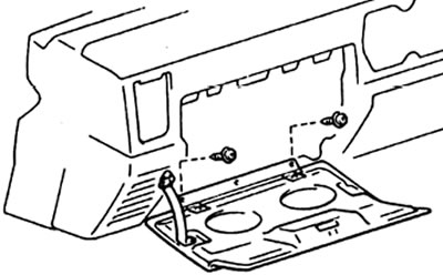 14. Отверните два винта и снимите дверцу ящика для перчаток.