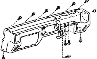 д) Отверните двенадцать болтов и снимите приборную панель.