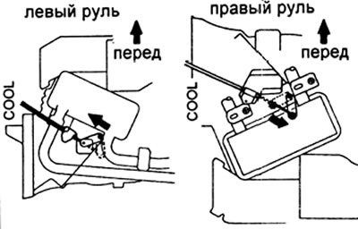 б) Установите трос и зафиксируйте зажим.