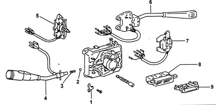 Комбинированный переключатель. 1 - держатель шарика, 2 - шарик, 3 - пружина, 4 - переключатель…