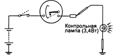 в) Подсоедините один вывод контрольной лампы 3,4 Вт к разъему со стороны проводов, а другой вывод…