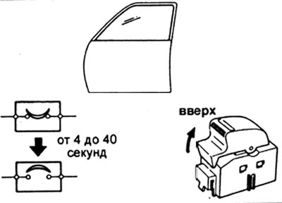 а) При полностью закрытом окне удерживайте выключатель в положение «UP» (вверх) и проверьте, что…