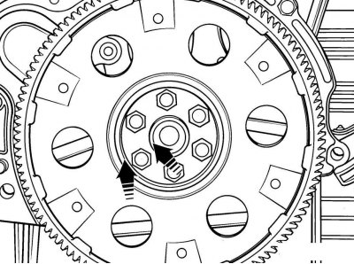 Рис. 3.45. Снятие задней регулировочной пластины на автомобилях с автоматической коробкой передач