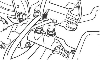Рис. 7.11. Расположение датчика температуры охлаждающей жидкости (ECT) на моделях до 2001 года