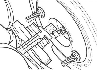Рис. 11.40. Измерение выступания толкателя вакуумного усилителя тормозов (размер А)