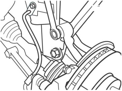 Рис. 12.1. Отворачивание гаек крепления нижней части стойки передней подвески к поворотному кулаку