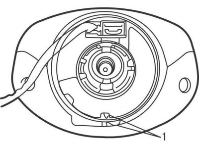 Рис. 13.6. Совмещение меток (1) при центрировании спирального провода подушки безопасности