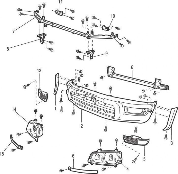 Как снять бампер тойота Removal and installation of a forward bumper (Toyota RAV 4 XA10, 1994-2000) - "B